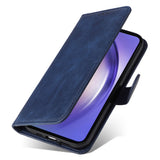SKALO Compatible with Samsung A55 5G Wallet Case Samsung PU Leather Cover Blue - Rear View