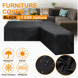 12 Sizes L-Shape All-Weather Cover Waterproof Rattan Corner Furniture Protector Garden Patio Outdoor Sofa Cover Dust Cover270*200*82cm - Front View