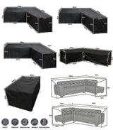 12 Sizes L-Shape All-Weather Cover Waterproof Rattan Corner Furniture Protector Garden Patio Outdoor Sofa Cover Dust Cover215*215*87cm