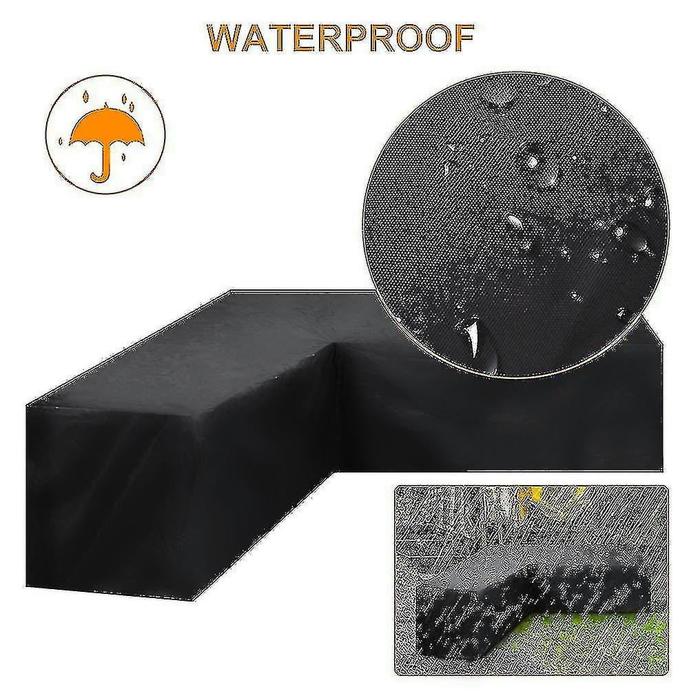 12 Sizes L-Shape All-Weather Cover Waterproof Rattan Corner Furniture Protector Garden Patio Outdoor Sofa Cover Dust Cover215*215*87cm