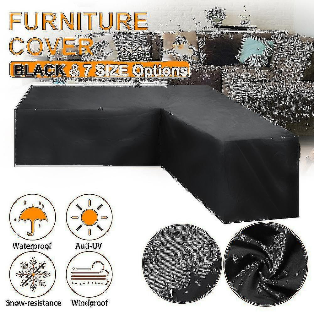 12 Sizes L-Shape All-Weather Cover Waterproof Rattan Corner Furniture Protector Garden Patio Outdoor Sofa Cover Dust Cover215*215*87cm