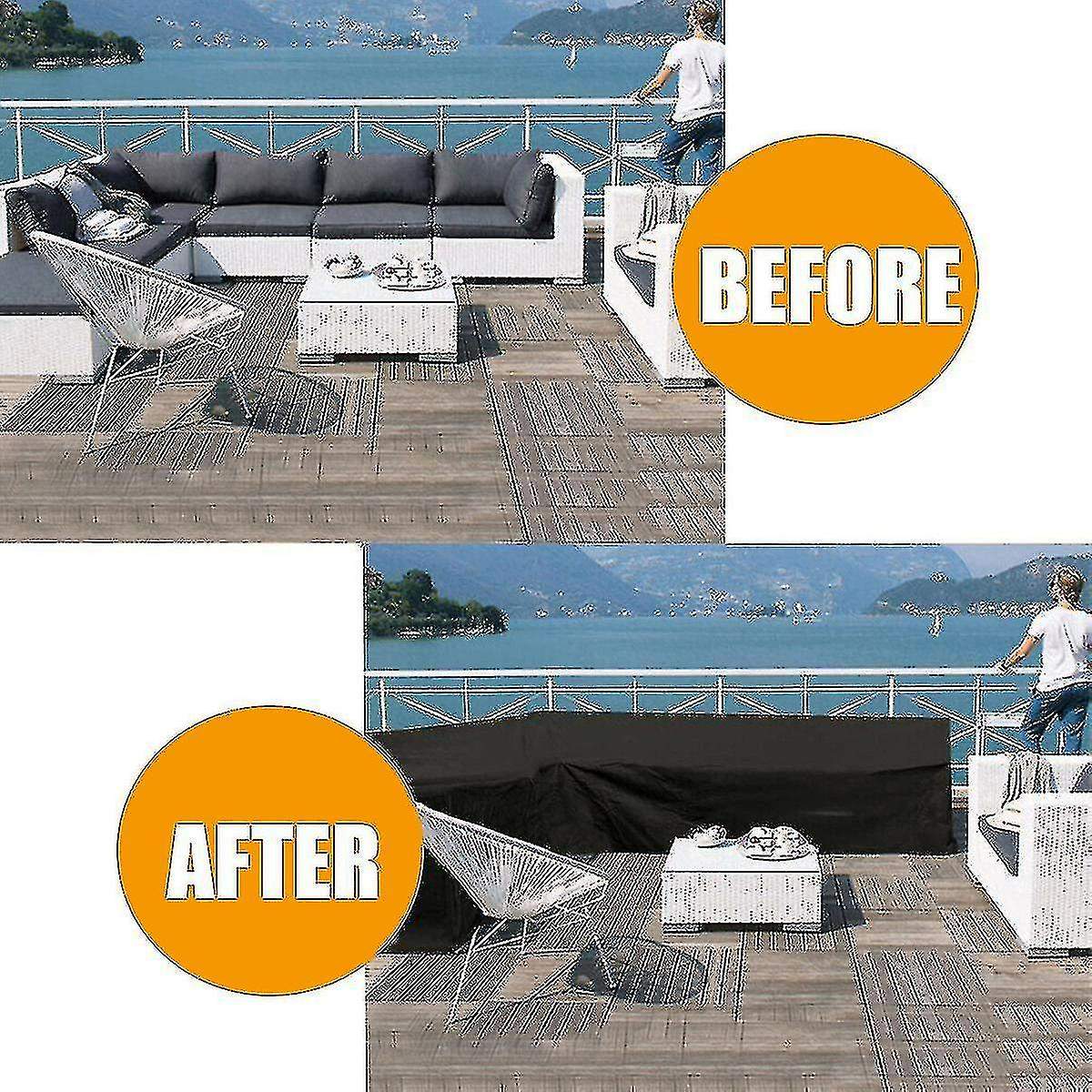 12 Sizes L-Shape All-Weather Cover Waterproof Rattan Corner Furniture Protector Garden Patio Outdoor Sofa Cover Dust Cover215*215*87cm