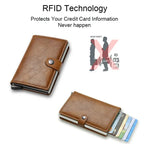 Carbon Fiber Credit Card Holder RFID Slim Wallet Compatible withSamsung Minimalist Thin Pop Up Metal Wallet Small Black Bronze