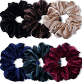 Velvet Scrunchie for Thick Hair Extra Large Soft Ponytail Holder 6 Pack