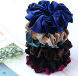 Velvet Scrunchie for Thick Hair Extra Large Soft Ponytail Holder 6 Pack - Front View