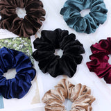 Velvet Scrunchie for Thick Hair Extra Large Soft Ponytail Holder 6 Pack - Top-Down View