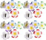 24pcs Flower Hair Clips, Hawaiian Plumeria Flowers, Plumeria Hibiscus Barrettes, Wedding Party, Beach Hair Clips for Women and Girls - Front View