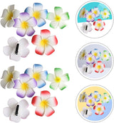 24pcs Flower Hair Clips, Hawaiian Plumeria Flowers, Plumeria Hibiscus Barrettes, Wedding Party, Beach Hair Clips for Women and Girls - Side View