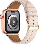 Compatible with Apple Watch Leather Replacement Band Genuine Leather Apple Watch Series 9 8 7 6 5 4 3 2 1 SE Ultra 38mm 40mm 41mm Rose Gold Pink