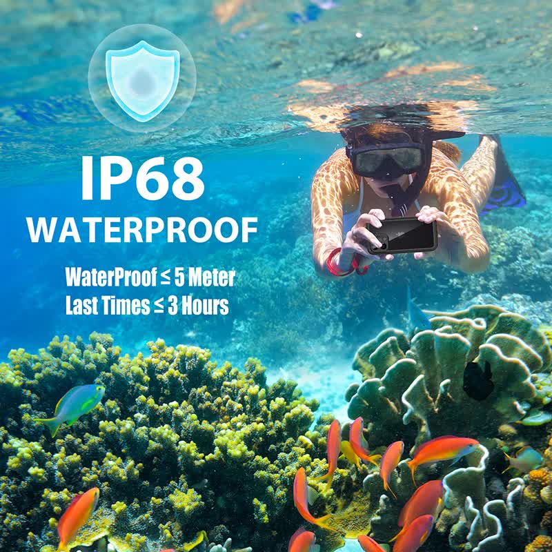 Waterproof Case for iPhone 15 14 13 12 11 XR XS Max 8 7 Pro Max Compatible with iPhone RedPepper Transparent IP68 Diving Swimming Protection with Strap