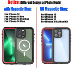 Waterproof Case for iPhone 15 14 13 12 11 XR XS Max 8 7 Pro Max Compatible with iPhone RedPepper Transparent IP68 Diving Swimming Protection with Strap