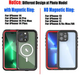 Waterproof Case for iPhone 15 14 13 12 11 XR XS Max 8 7 Pro Max Compatible with iPhone RedPepper Transparent IP68 Diving Swimming Protection with Strap - Rear View