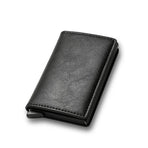 Carbon Fiber Wallet Men RFID Black Trifold Leather Slim Mini Small Money Card Holder