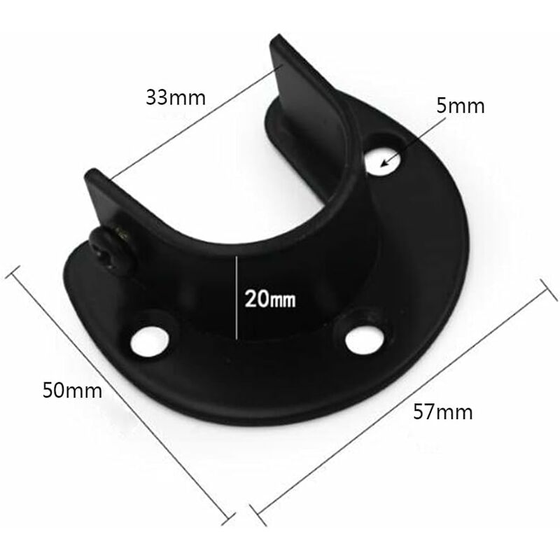 Wall Mounted Clothes Rod Holder for 1.26 Inch Diameter, Shower Curtain Rod Bracket, 2-Pack