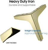 Metal Furniture Legs 4-Pack Black 10 cm Gold for Sofa Cabinet Couch Ottoman Table 90 kg Load Capacity - Front View