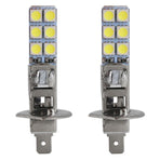 2 pcs H1 LED Headlight Bulbs Kit 6000K Super White 55W Fog Light with 12 SMD 5050 Chips