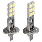 2 pcs H1 LED Headlight Bulbs Kit 6000K Super White 55W Fog Light with 12 SMD 5050 Chips