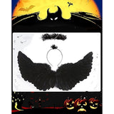 Halloween Devil Feather Wings for Kids Black Costume Accessories - Front View