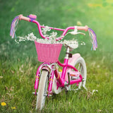 Pink Purple Children's Bicycle Basket with Adjustable Front Straps