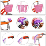 Pink Purple Children's Bicycle Basket with Adjustable Front Straps - Side View