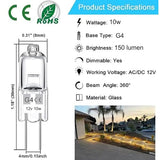G4 Halogen Bulbs 20-Pack 10W 12V Warm White - Front View