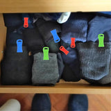 Sock Clips 60 Pack for Washing Machine and Dryer, Laundry Clips with Hooks, Sock Holder Set - Top-Down View