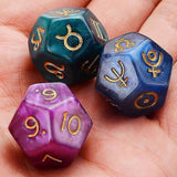 Astrology Dice 12-Sided Resin Tarot Constellation Divination Set 3pcs - Top-Down View