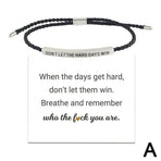 Don't Let the Tough Days Win Bracelet for Women and Men, Inspirational Black onesize