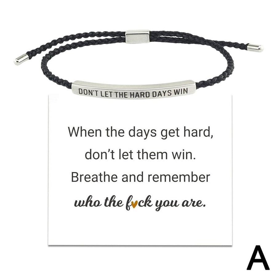 Don't Let the Tough Days Win Bracelet for Women and Men, Inspirational Black onesize