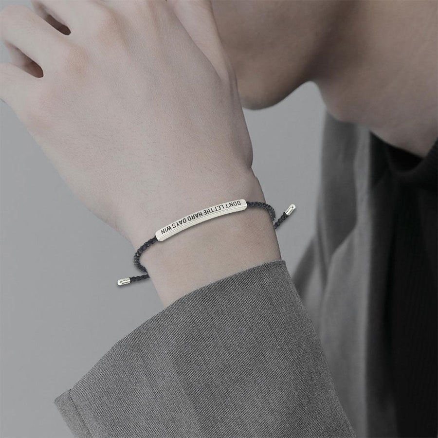 Don't Let the Tough Days Win Bracelet for Women and Men, Inspirational Black onesize
