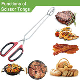 PROFESSIONAL QUALITY DURABLE STAINLESS STEEL Extra Long Scissor Tongs Stainless Steel Barbecue Grill Tongs - Top-Down View