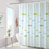 Shower curtain waterproof and mildew-resistant shower curtain fresh fish single curtain 200 width * 240 height [suspension rings included] P 200*240+ring