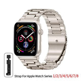 Compatible with Apple Watch Band Stainless Steel Metal Bracelet Series 9 8 7 6 5 49mm 45mm 44mm 42mm Starlight