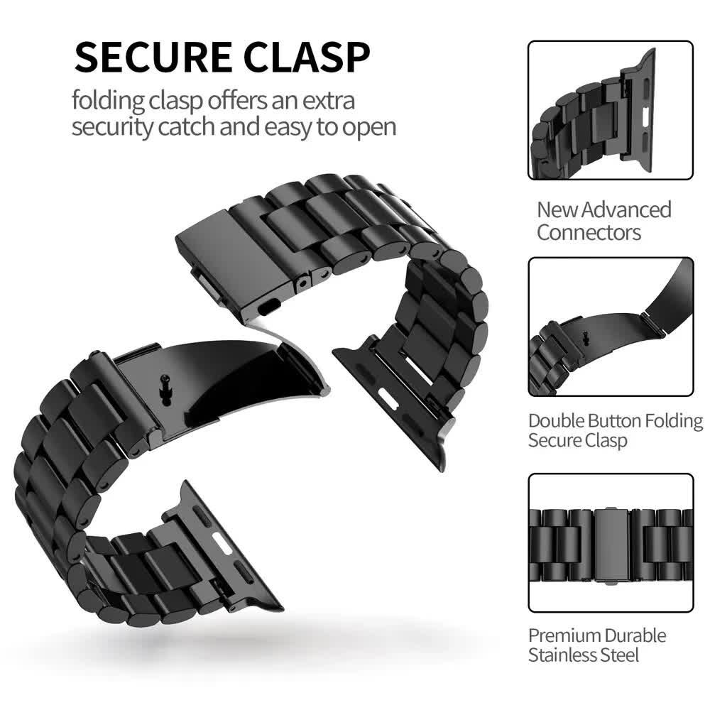 Compatible with Apple Watch Band Stainless Steel Metal Bracelet Series 9 8 7 6 5 49mm 45mm 44mm 42mm Starlight