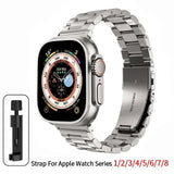 Compatible with Apple Watch Band Stainless Steel Metal Bracelet Apple Watch Series 9 8 7 6 5 49mm 45mm 44mm 42mm Titanium Color