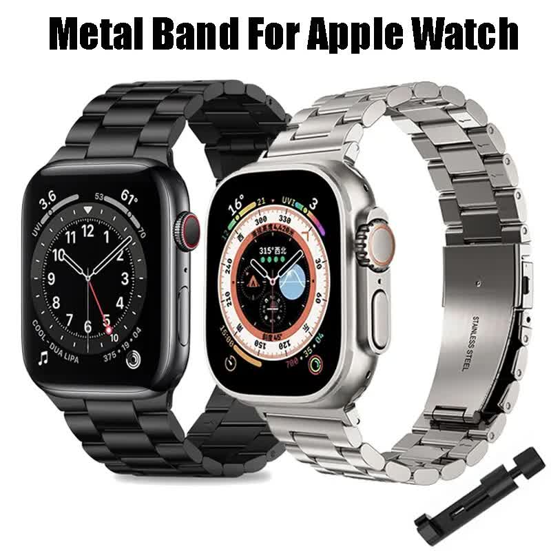 Compatible with Apple Watch Band Stainless Steel Metal Bracelet Apple Watch Series 9 8 7 6 5 49mm 45mm 44mm 42mm Titanium Color