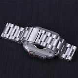 Stainless Steel Band Compatible with Apple Watch Series 9 8 7 6 5 49mm 45mm 44mm 42mm Black Metal Bracelet - Side View
