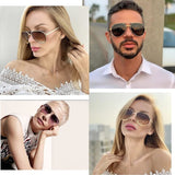 Women's Sunglasses Classic Pilot Sunglasses Metal Frame Fashion Style Uv400 Protection, Gold Frame/Gray - Top-Down View