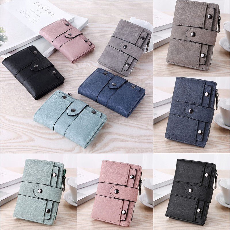 New Fashion Light Green Leather Card Holder Wallet Foldable Small Women's Wallet