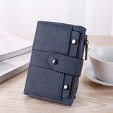 Leather Card Holder Wallet for Women Foldable Small Black Wallet
