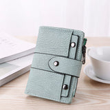 Leather Card Holder Wallet for Women Foldable Small Black Wallet