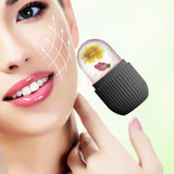 Ice Facial Roller Cold Ice Mold Holder Silicone Reusable for Facial Beauty DIY Facial Care Black Striped Black - 45-Degree Angle