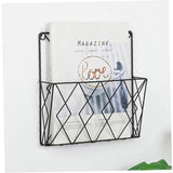 Wall Mounted Newspaper Holder Newspaper Shelf Storage Rack Black Pull - Side View