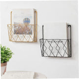 Wall Mounted Newspaper Holder Newspaper Shelf Storage Rack Black Pull - 45-Degree Angle