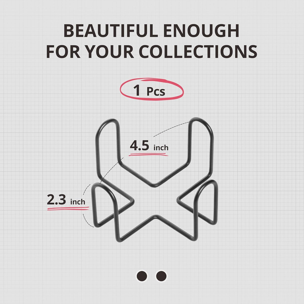 Minimalist Black Iron Coaster Holder Compatible with Round and Square Coasters