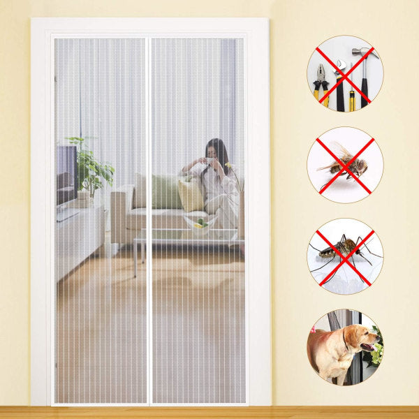 Mosquito Net Door Magnetic Fly Screen Anti-mosquito MYCARBON 80X200CM White