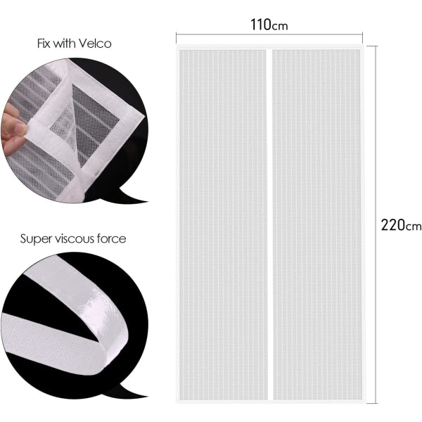 Mosquito Net Door Magnetic Fly Screen Anti-mosquito MYCARBON 80X200CM White