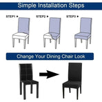 Set of 6 Universal Stretch Chair Covers - Modern - Grey