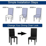 Set of 6 Universal Stretch Chair Covers - Modern - Grey - Top-Down View