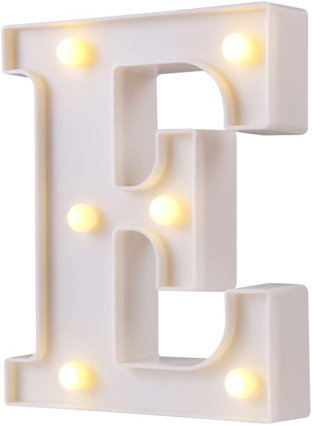 Luminous letters, very suitable for luminous weddings and birthday parties home decoration lamps (white, E) Capital letter E
